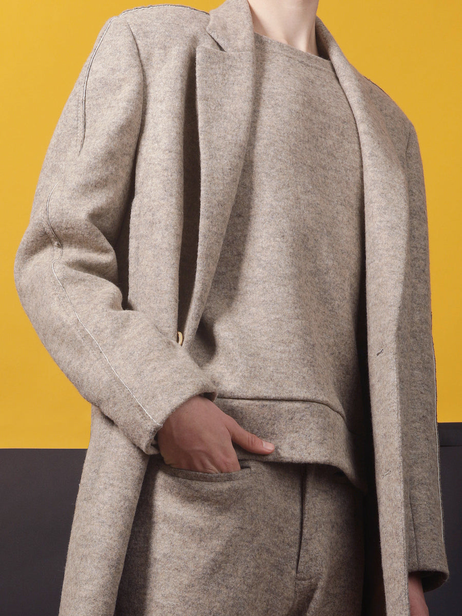 CLAY– MELANGE JERSEY COAT